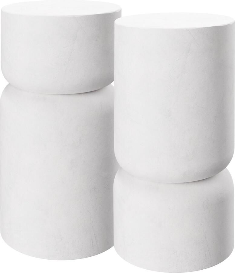 Tectake Bijzettafel Amine Ø 28 x 54 5 cm Set van 2 Bijzettafels Koffietafel in Robuust Magnesiumoxide in Steenlook Tafeltje voor Woonkamer Slaapkamer of Kantoor Draagkracht 15kg per Tafel Inclusief Vloerbeschermers