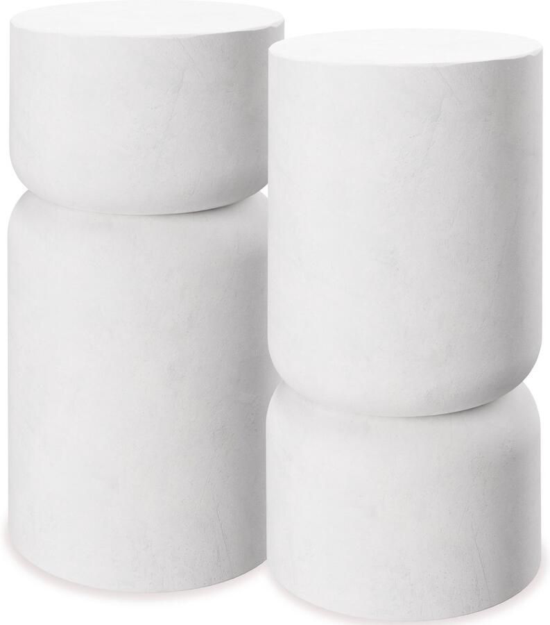 Tectake Bijzettafel Amine Ø 28 x 54 5 cm Set van 2 Bijzettafels Koffietafel in Robuust Magnesiumoxide in Steenlook Tafeltje voor Woonkamer Slaapkamer of Kantoor Draagkracht 15kg per Tafel Inclusief Vloerbeschermers