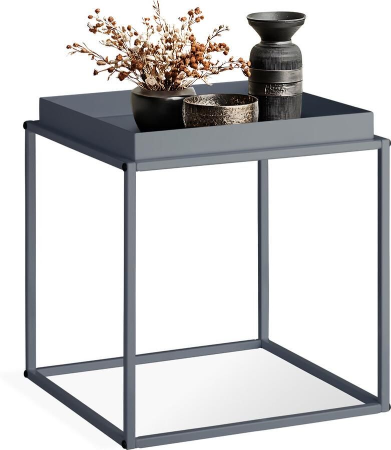 Tectake Bijzettafel Kleine salontafel donkergrijs 40x40x44cm maximale draagkracht 30kg
