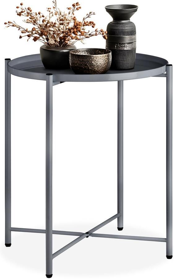 Tectake Bijzettafel Kleine salontafel donkergrijs 45 5x45 5x53cm maximale draagkracht 30kg 404186