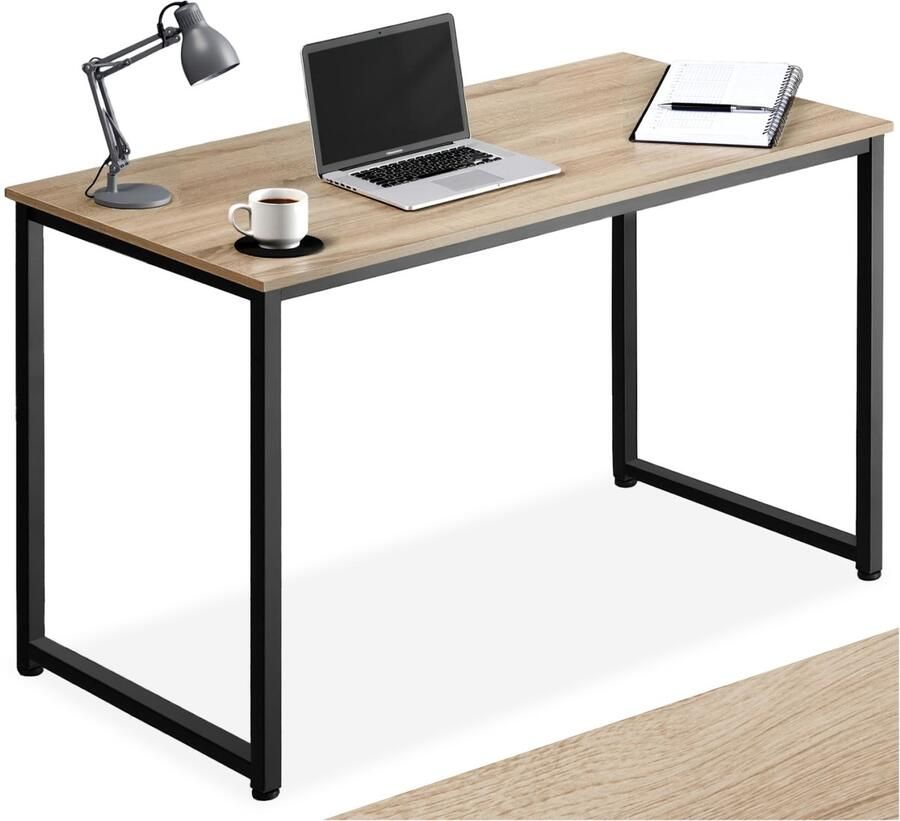 Tectake Bureau computerbureau in industrieel design 140 x 59 x 76 5 cm tafel voor studeerkamer kantoor thuiskantoor hout zwart metalen frame (industrieel lichtbruin 140 cm)