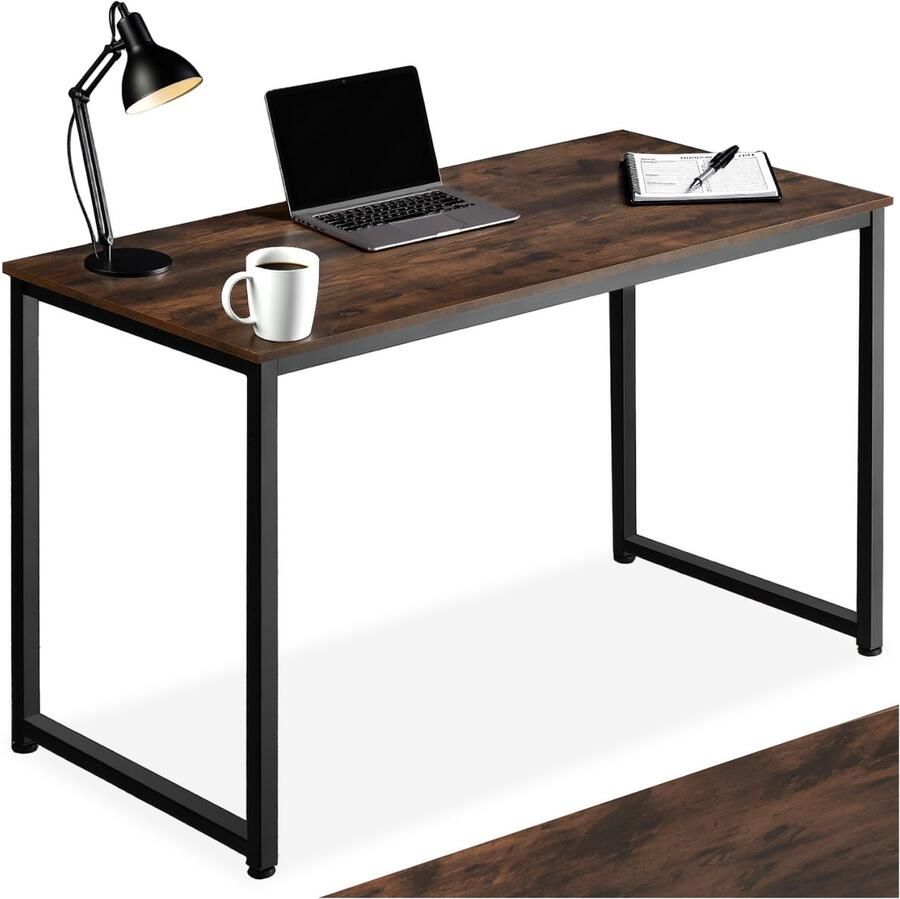 Tectake Bureau computerbureau in industrieel design 140 x 59 x 76 5 cm tafel voor studeerkamer kantoor thuiskantoor hout zwart metalen frame (industrieel donkerbruin 140 cm)