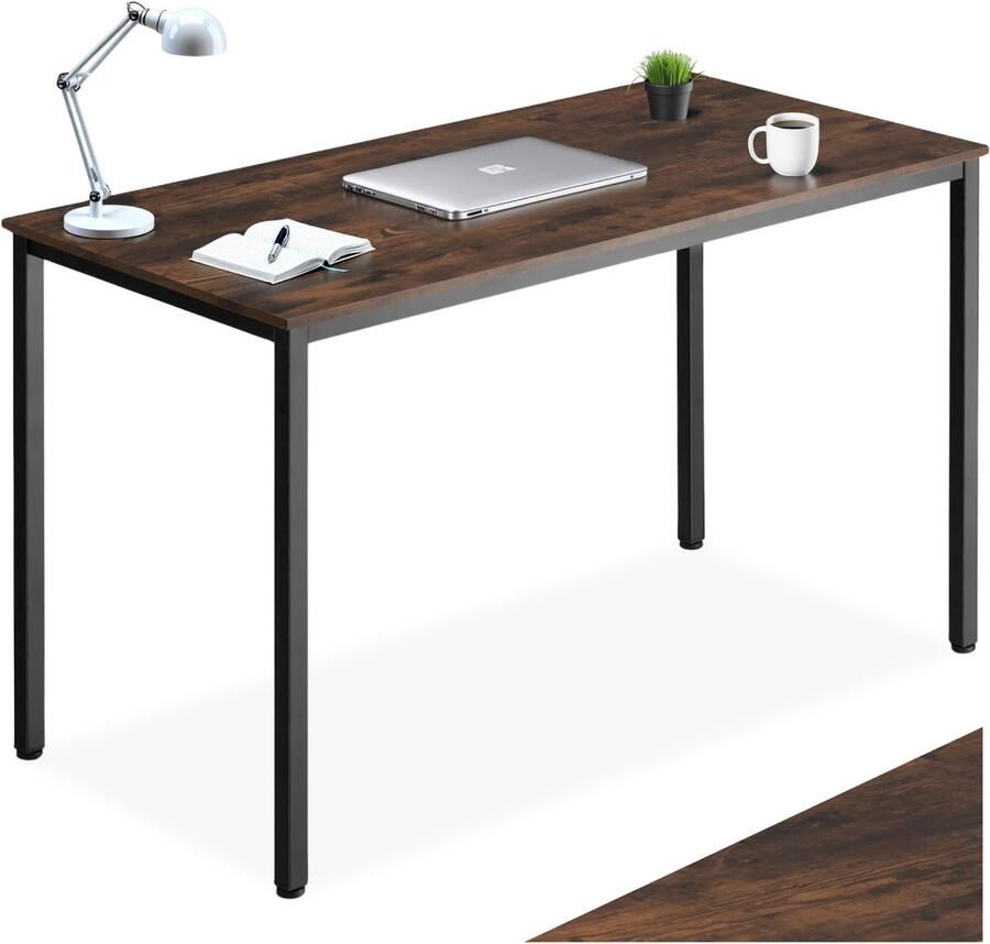 Tectake Bureau Computerbureau (Bureau)tafel van hout en metaal voor woonkamer kantoor of eetkamer Industrieel design Zwart metalen frame Afmetingen (LxBxH) 120 x 60 x 75 5 Donkerbruin