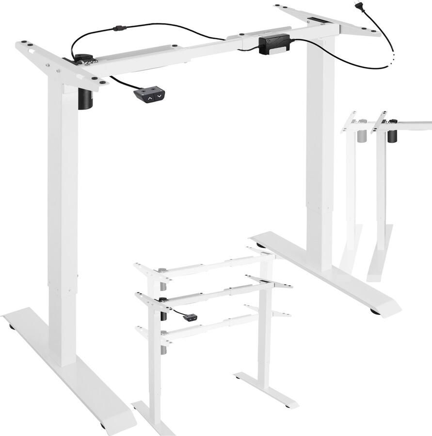 Tectake In Hoogte Verstelbaar Bureau Elektrisch in Hoogte Verstelbaar Tafelframe Bureauframe van Staal Variabele Framebreedte 85-129 x 65 x 71-121 cm Draagvermogen 70 kg Zwart