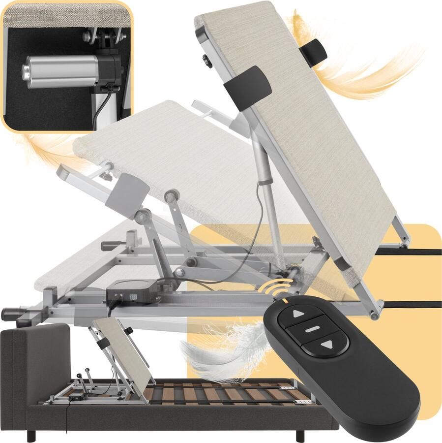 Tectake Elektrisch verstelbare rugleuning 110x243x62cm Variabele breedte Elektrisch bedframe Universeel geschikt voor matrassen