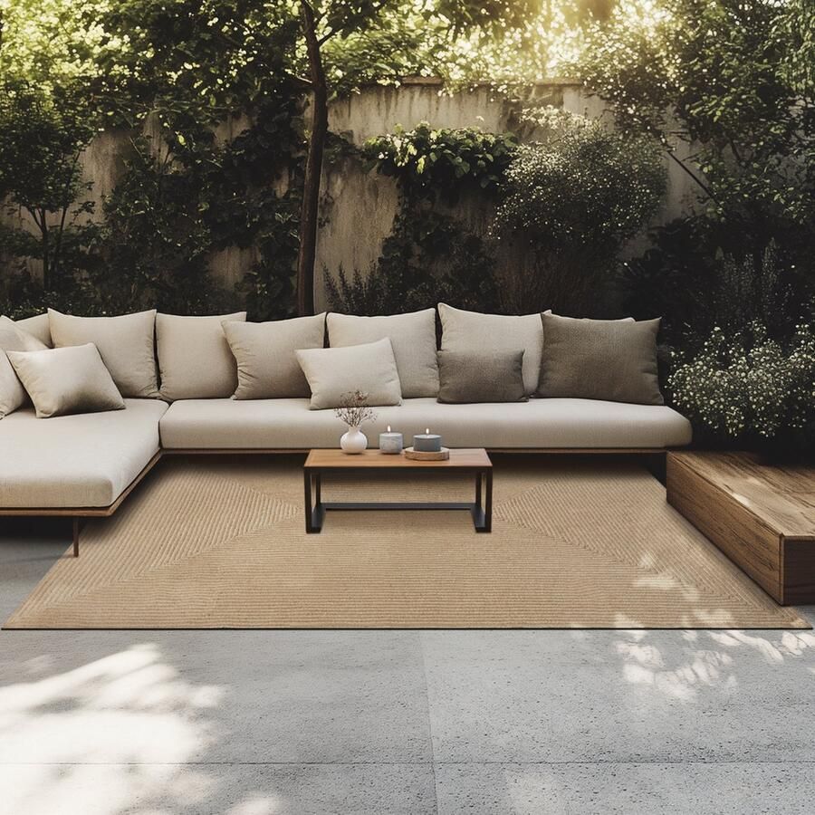 Tectake Gevlochten vloerkleed Boho-stijl Jute vloerkleed voor binnen en buiten Duurzaam onderhoudsvriendelijk vormvast en allergievriendelijk Vintage tapijt Div. afmetingen 160x230 cm