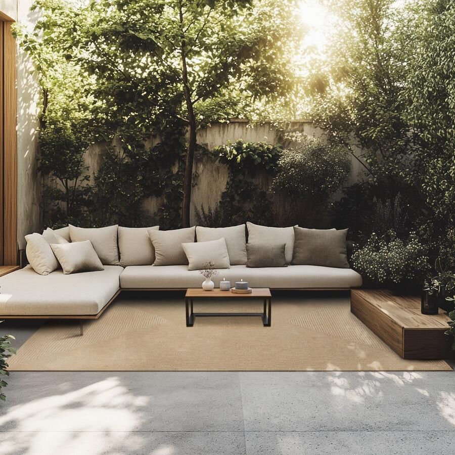 Tectake Gevlochten vloerkleed Boho-stijl Jute vloerkleed voor binnen en buiten Duurzaam onderhoudsvriendelijk vormvast en allergievriendelijk Vintage tapijt Div. afmetingen 200x290 cm