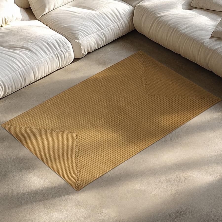 Tectake Gevlochten vloerkleed Jute-look vloerkleed voor binnen en buiten Boho-stijl Stevige kunstvezels onderhoudsvriendelijk en vormvast Vintage tapijt Div. afmetingen 80x150 cm