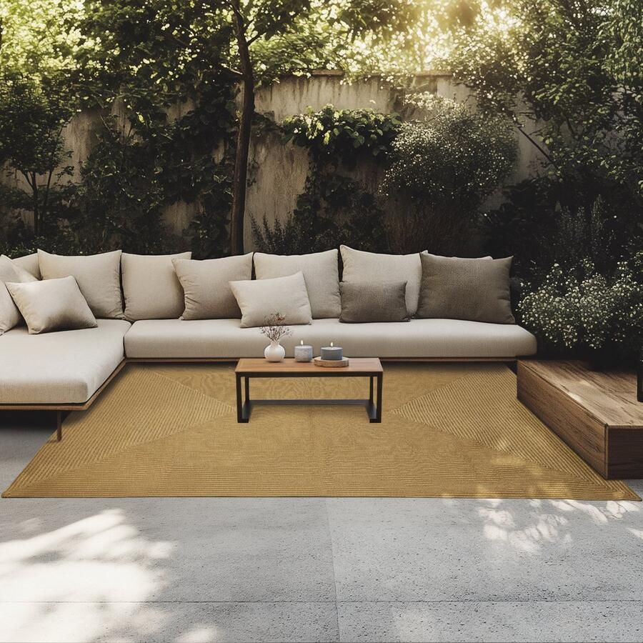 Tectake Gevlochten vloerkleed Jute-look vloerkleed voor binnen en buiten Boho-stijl Stevige kunstvezels onderhoudsvriendelijk en vormvast Vintage tapijt Div. afmetingen 160x230 cm