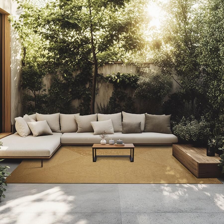 Tectake Gevlochten vloerkleed Jute-look vloerkleed voor binnen en buiten Boho-stijl Stevige kunstvezels onderhoudsvriendelijk en vormvast Vintage tapijt Div. afmetingen 200x290 cm