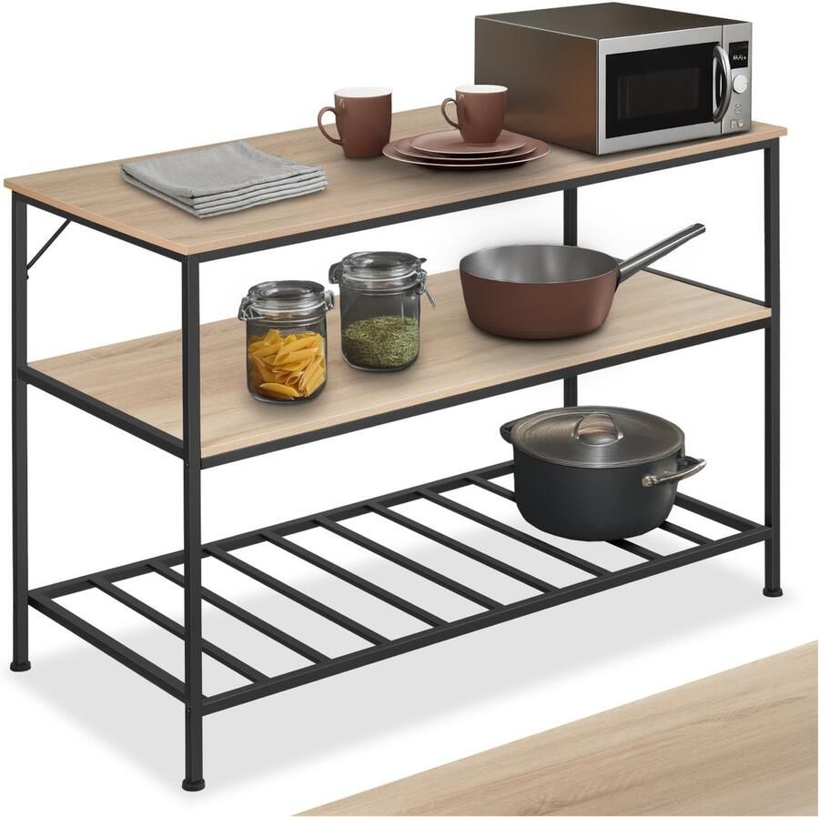 Tectake Keukenrek Akeley industrieel lichtbruin 120 x 60 x 90 5 cm 404440