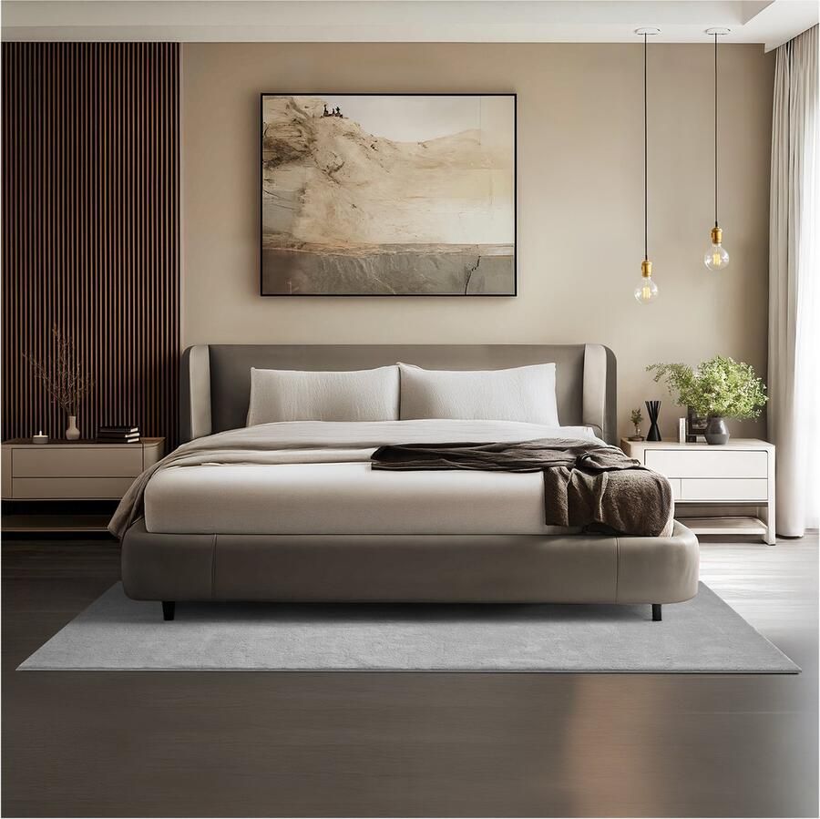 Tectake Kortpolig Vloerkleed 140 x 200 cm Grijs Tapijt voor Woonkamer Slaapkamer Eetkamer Onderhoudsvriendelijk en Wasbaar Antislip Ondertapijt Allergievriendelijk maten en kleuren