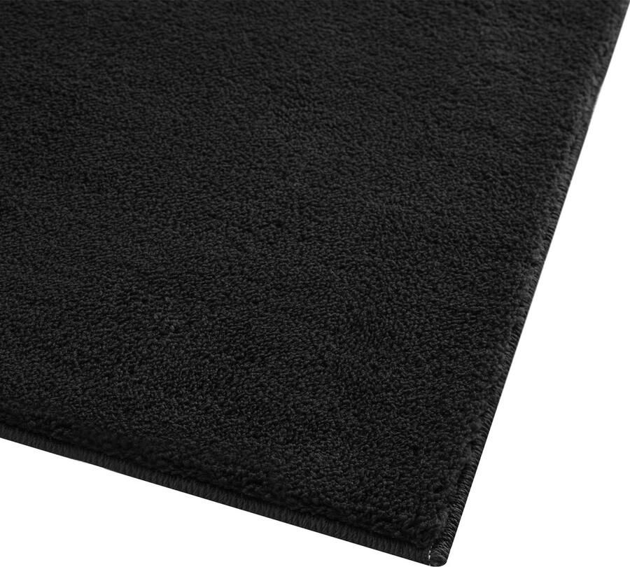 Tectake Kortpolig Vloerkleed 140 x 200 cm Zwart Tapijt voor Woonkamer Slaapkamer Eetkamer Onderhoudsvriendelijk en Wasbaar Antislip Ondertapijt Allergievriendelijk maten en kleuren