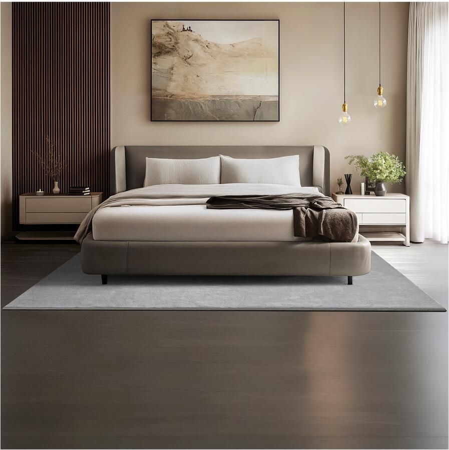 Tectake Kortpolig Vloerkleed 160 x 230 cm Grijs Tapijt voor Woonkamer Slaapkamer Eetkamer Onderhoudsvriendelijk en Wasbaar Antislip Ondertapijt Allergievriendelijk maten en kleuren