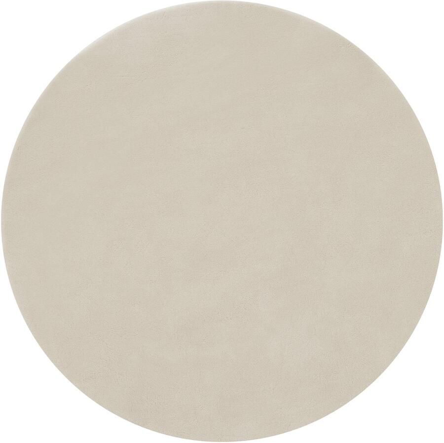 Tectake Kortpolig Vloerkleed Rond Ø120 cm Beige Tapijt voor Woonkamer Slaapkamer Eetkamer Onderhoudsvriendelijk en Wasbaar Antislip Ondertapijt Allergievriendelijk maten en kleuren