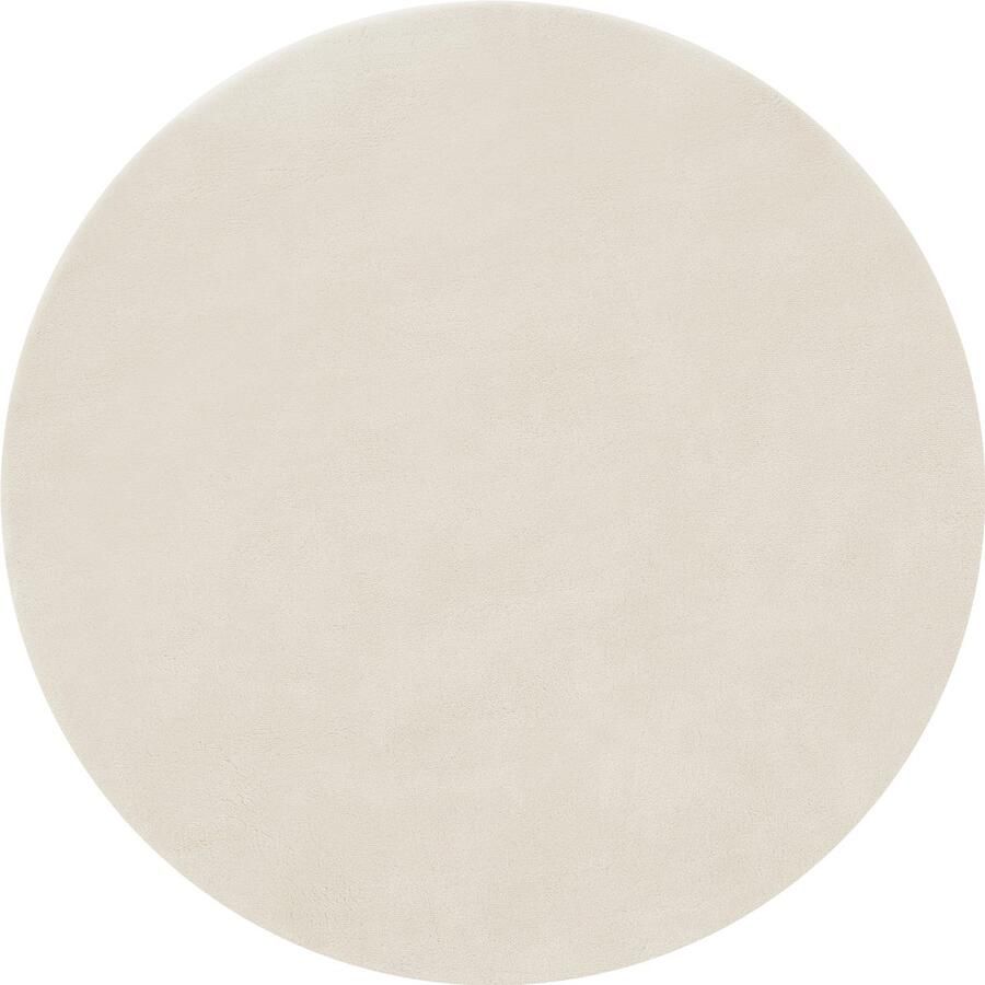 Tectake Kortpolig Vloerkleed Rond Ø120 cm Creme Tapijt voor Woonkamer Slaapkamer Eetkamer Onderhoudsvriendelijk en Wasbaar Antislip Ondertapijt Allergievriendelijk maten en kleuren