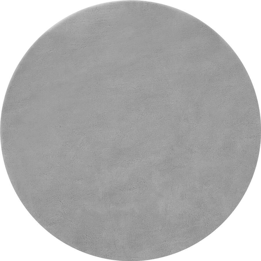 Tectake Kortpolig Vloerkleed Rond Ø120 cm Grijs Tapijt voor Woonkamer Slaapkamer Eetkamer Onderhoudsvriendelijk en Wasbaar Antislip Ondertapijt Allergievriendelijk maten en kleuren