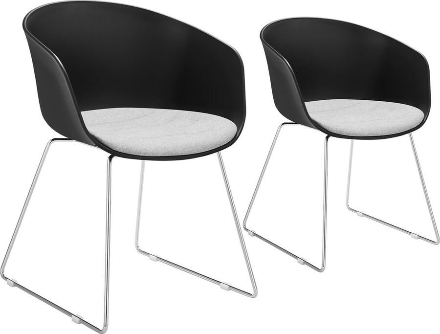 Tectake Kunststof Eetkamerstoel Logart Set van 2 Gestoffeerd met Doorlopende Arm- en Rugleuning 59 5 x 56 x 80 5 cm - Foto 2