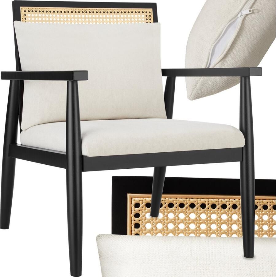 Tectake Loungestoel Stoel met Weens weefsel Moderne cocktailstoel Fauteuil- Relaxstoel voor de eetkamer Bruin
