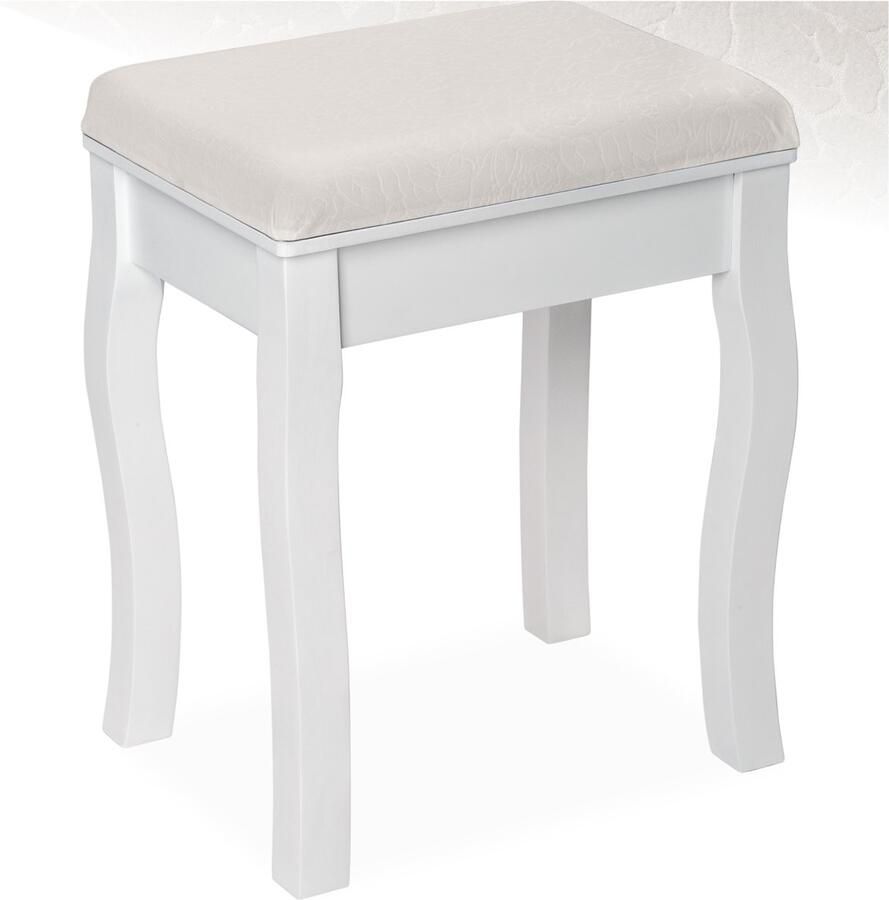 Tectake Make-upkruk schminkkruk gestoffeerde zitting Wit Elegant Ontwerp Afmetingen Ca. 40 x 30 x 51 cm (LxBxH)