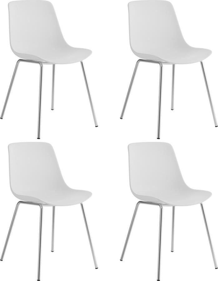 Tectake Mave Stoelen Kunststof Eetkamerstoelen in Modern Design Stijlvolle en Comfortabele Stoelen voor Eetkamer of Keuken set van 4 wit chroom - Foto 2