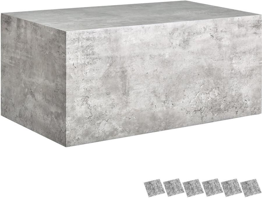 Tectake Rechthoekige Salontafel Lasley 90 x 50 x 40 cm Massieve Bijzettafel van MDF in Betonlook Tafeltje voor bij de Bank of Woonkamer Draagkracht 45kg