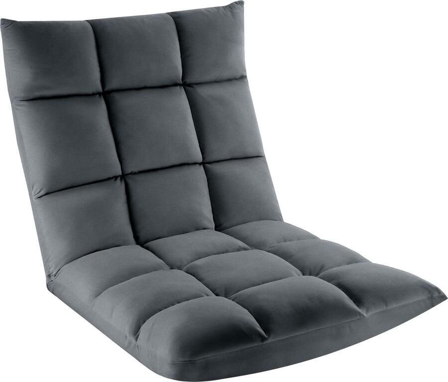 Tectake Relaxstoel Relaxfauteuil XXL vloerstoel Opvouwbaar met ligfunctie Vloerstoel met verstelbare rugleuning Te gebruiken als fauteuil zitkussen vloerkussen relaxligstoel of voor meditatie Grijs - Foto 3