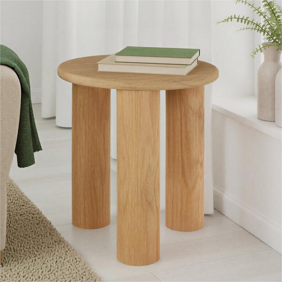 Tectake Ronde Bijzettafel Sisi Ø 40 x 45 5 cm Massief Houten Poten Koffietafel Bedtafel Rond Tafeltje met Antislip Vloerbeschermers - Foto 2