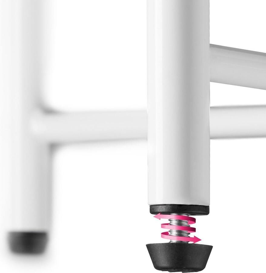 Tectake Ronde bijzettafel van metaal Kleine salontafel met twee niveaus 2 afneembare dienbladen Rustiek Delicaat design Draagkracht 60 kg Afmeting (ØxH) Ø 45 5 x H 53 cm Wit