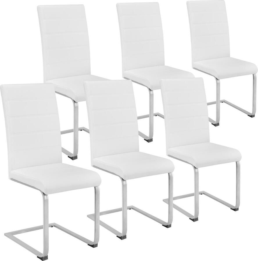 Tectake Eetkamerstoelen Bettina Kunstleren stoelen voor Eettafel Keukenstoelen met ergonomisch gevormde rugleuning kleuren en sets Maximale belasting 120 kg Afmeting (LxBxH) 41 x 52 x 99 cm Set van 6 Wit - Foto 2