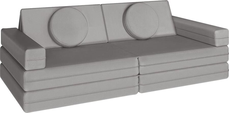 Tectake Speelbank Lilly Kinderbank Modulair Peutermeubilair Kinderstoel Kinderfauteuil Play Couch Kinderzetel Bankje Montessori Speelgoed Kindersofa Slaapbank – 160cm grijs - Foto 2