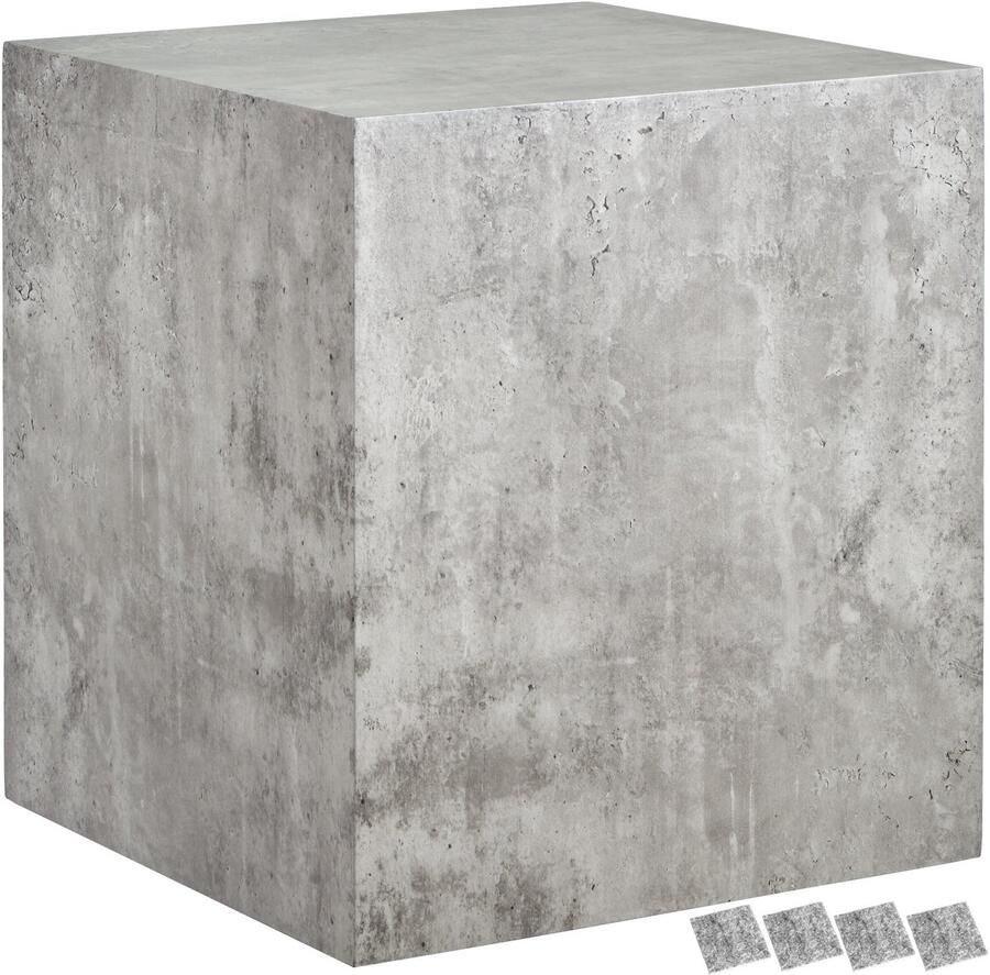 Tectake Vierkante Salontafel Lasley 45 x 45 x 50 cm Massieve Bijzettafel van MDF in Betonlook Tafeltje voor bij de Bank of Woonkamer Draagkracht 45kg