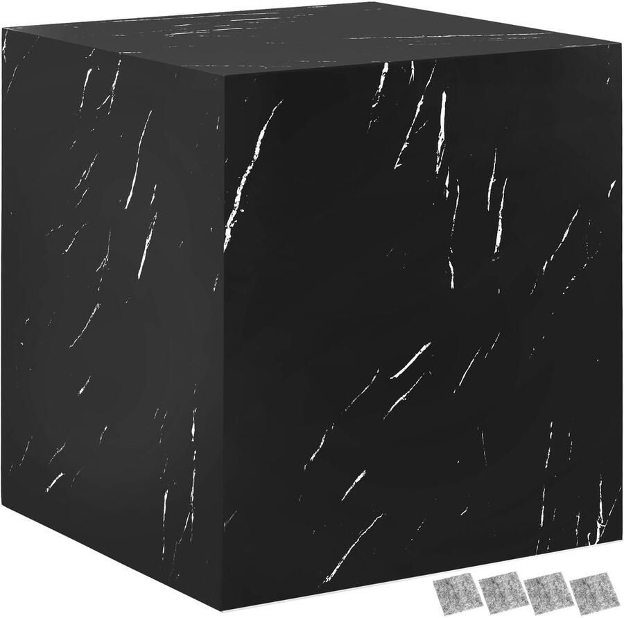 Tectake Vierkante Salontafel Lasley 45 x 45 x 50 cm Massieve Bijzettafel van MDF in Marmerlook Tafeltje voor bij de Bank of Woonkamer Draagkracht 45kg