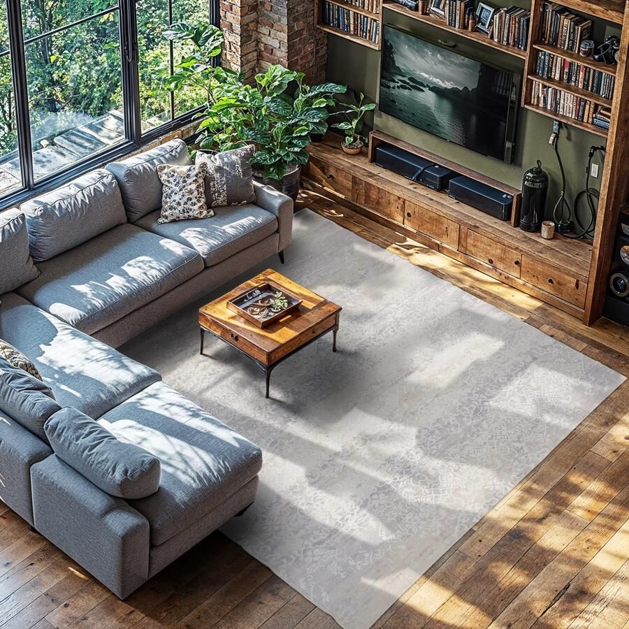 Tectake Vintage design tapijt Dalia Laagpolig vloerkleed voor woonkamer kinderkamer slaapkamer of hal Wasbaar Div. afmetingen 240x340cm beige