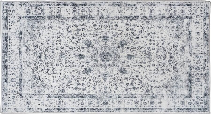 Tectake Vintage design tapijt laagpolig vloerkleed Aliya 60cm x 110cm grijs - Foto 2