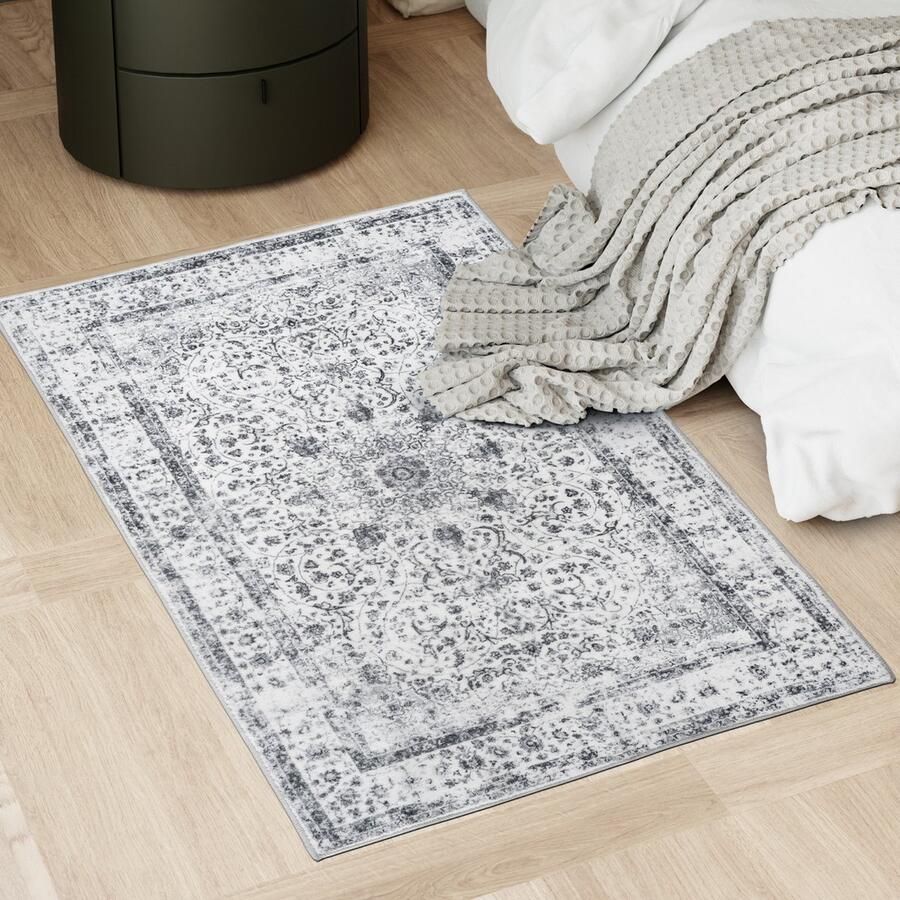 Tectake Vintage design tapijt laagpolig vloerkleed Aliya 80cm x 150cm grijs