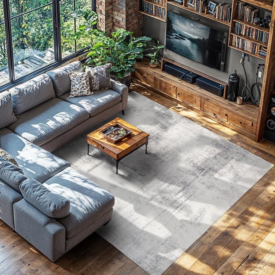 Tectake Vintage design tapijt Laagpolig vloerkleed voor woonkamer kinderkamer slaapkamer of hal Wasbaar Div. afmetingen 240x340cm beige grijs