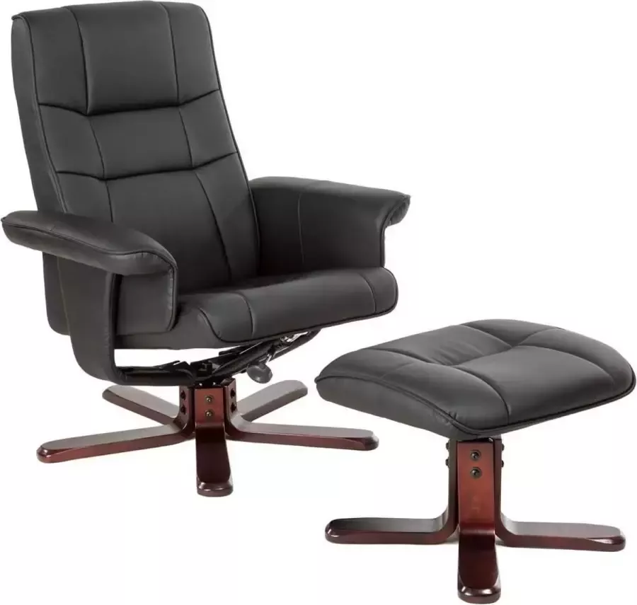 Tectake TV fauteuil relax stoel relaxstoel met kruk zwart 401438 - Foto 1