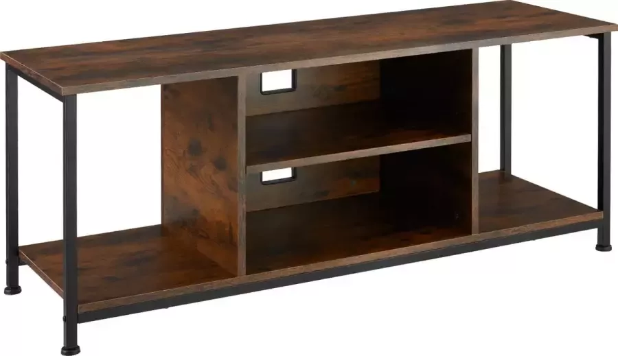 Tectake TV-meubel met 4 open vakken en verstelbare plank industrieel donkerbruin afm. 120 x 40 x 50 5 cm 404644 - Foto 1