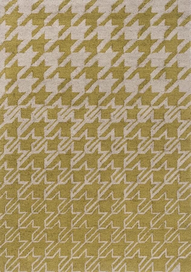 Ted Baker Houndstooth Mustard 455706 Vloerkleed 200 x 280 cm Yellow Rectangular PET Dining room Living room Kitchen Terrace Gradation In & Outdoor Retro Modern