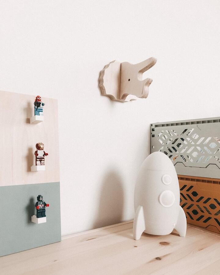 Ted & Fred Kinder Dieren Wandkapstok Houten dieren wandhaak Kapstok Haken Hout Dino Bruin Wit