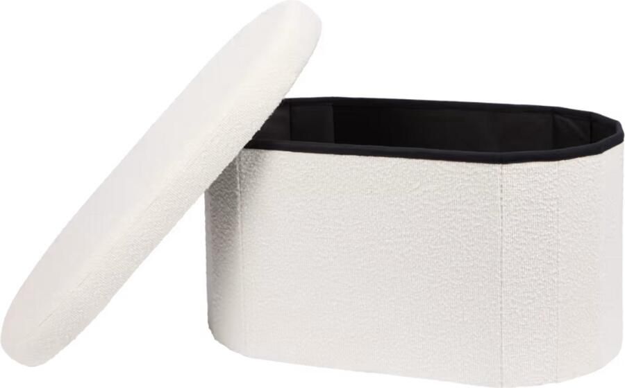 Teddy Opbergpoef Wit – Zachte stof – Opvouwbaar met Opbergruimte – 39 5×71×38 5 cm – Draagkracht 90 kg