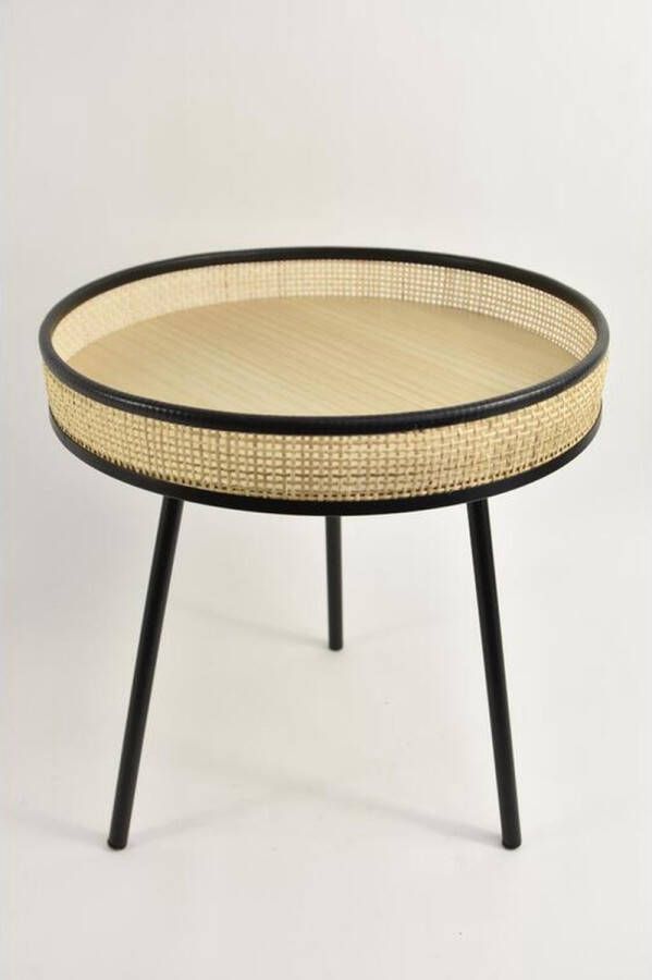 Teeninga Palmen Meubels Tafel ''webbing'' Xl Rond D41 5 H41 5cm Naturel zwart