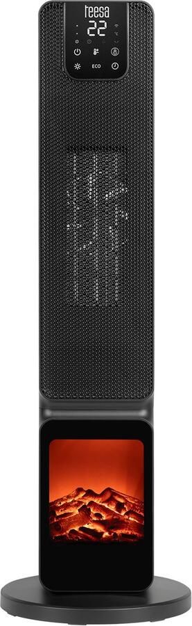 Teesa Elektrische Kachel Verwarming Met Sierhaard Functie 15 – 45°C PTC Keramische Verwarming 90° Roterend Inclusief Afstandsbediening 800 2000W