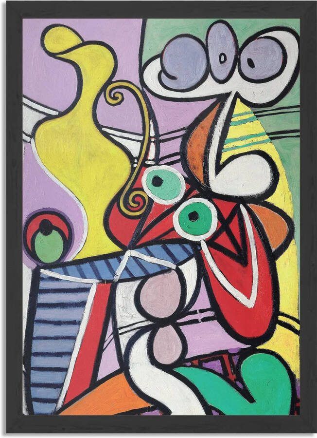 Tegen de Wand Poster Picasso stilleven op een stoel 1931 Rechthoek Verticaal Met Lijst L (40 X 50 CM) Zwarte Lijst Wanddecoratie Posters