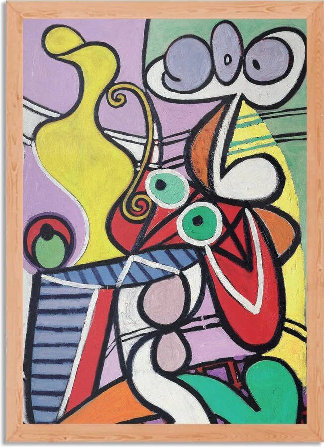 Tegen de Wand Poster Picasso stilleven op een stoel 1931 Rechthoek Verticaal Met Lijst L (40 X 50 CM) Hout Houten Lijst Bruine Lijst Wanddecoratie Posters - Foto 2