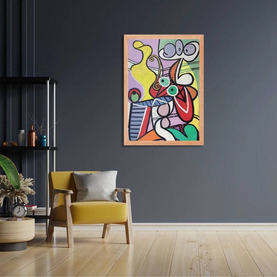 Tegen de Wand Poster Picasso stilleven op een stoel 1931 Rechthoek Verticaal Met Lijst L (40 X 50 CM) Hout Houten Lijst Bruine Lijst Wanddecoratie Posters