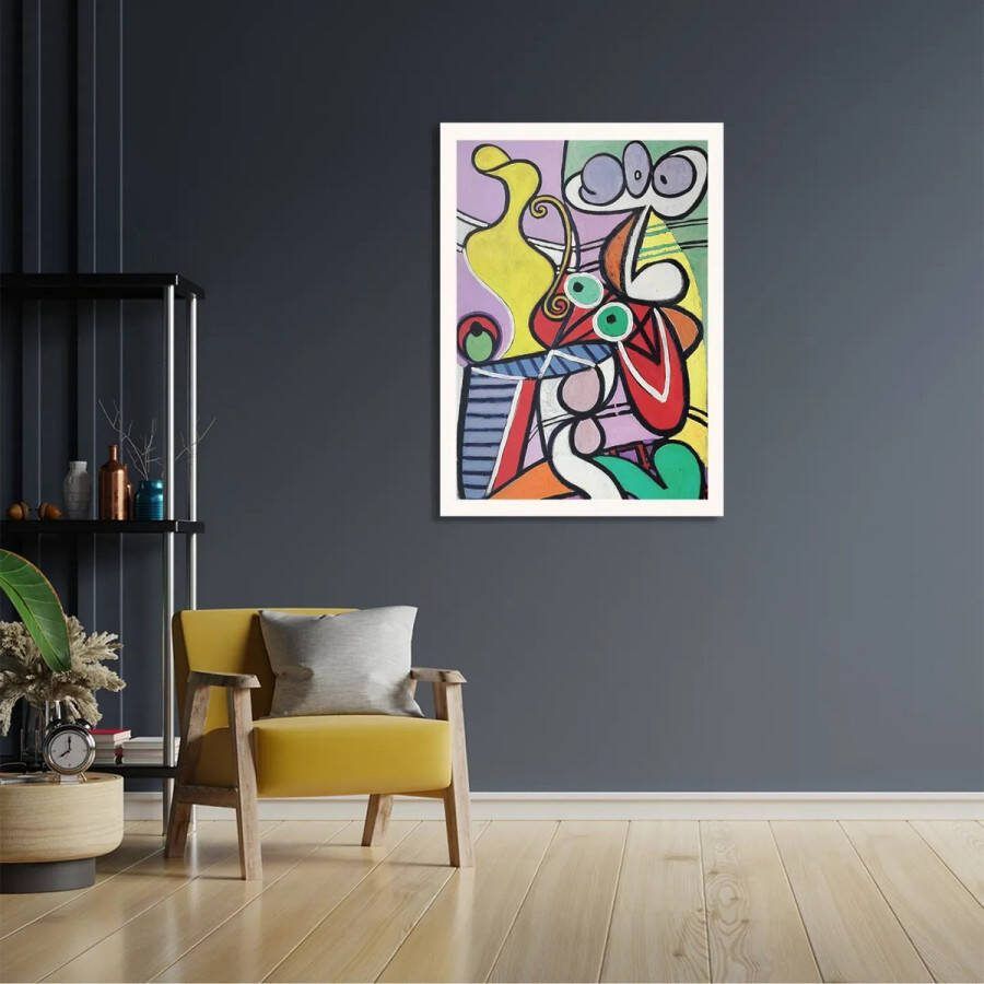 Tegen de Wand Poster Picasso stilleven op een stoel 1931 Rechthoek Verticaal Met Lijst XL (50 X 70 CM) Witte Lijst Wanddecoratie Posters