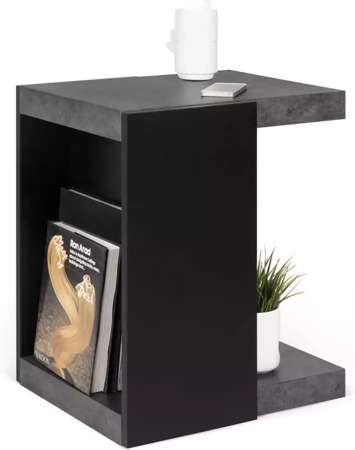 TemaHome Bijzettafel Klaus industrieel zwart beton - Foto 2