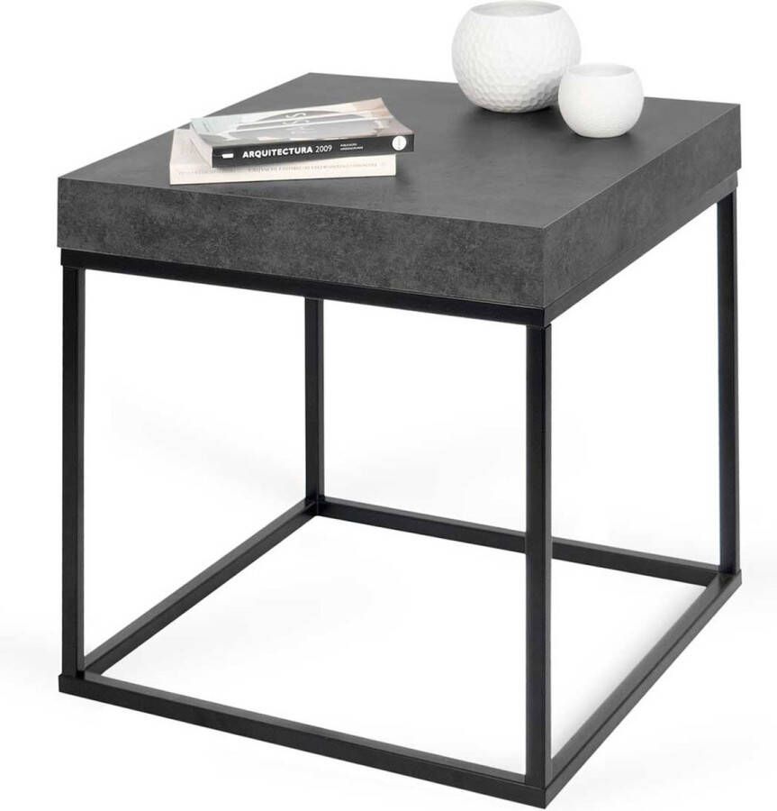 TemaHome EMOB Bijzettafel Petra 55x55 industrieel beton zwart Hoektafels Zwart; Grijs; Betonlook MDF; Metaal Hoektafels Op voorraad